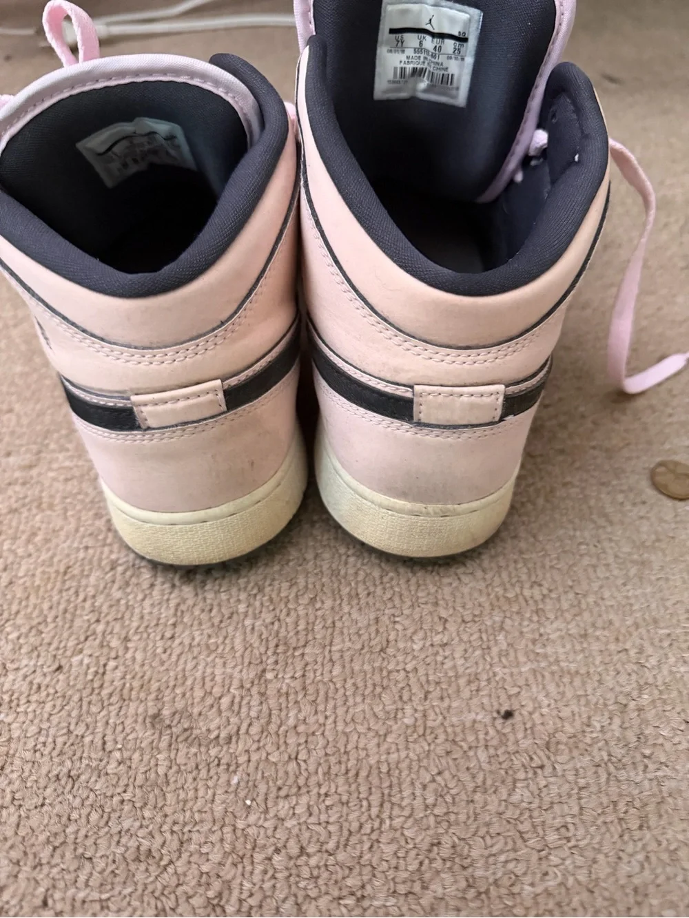 Jordan Kids Pink High-Top Sneakers with Black Tongue Logo